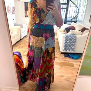 Vintage Tracy Feith Collection Colorful Patchwork Maxi Skirt